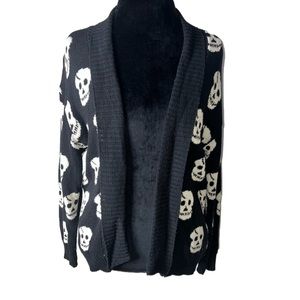 Skull Print Cardigan Sweater Womens XXL